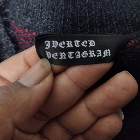 Goth Black Oversized Eyelash Knit Lace Edge Cardigan with Red Hollow Heart - Picture 8 of 8